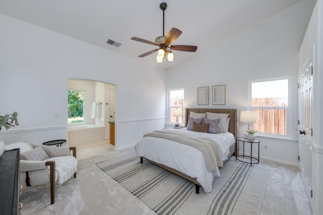 770 N Cherry Ln, Clovis, CA 93611 - bedroom with carpet floors, lofted ceiling, a ceiling fan, and baseboards