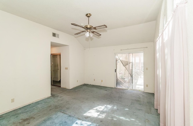 7543 N Spalding Ave, Fresno, CA 93720 - carpeted empty room featuring lofted ceiling and a ceiling fan