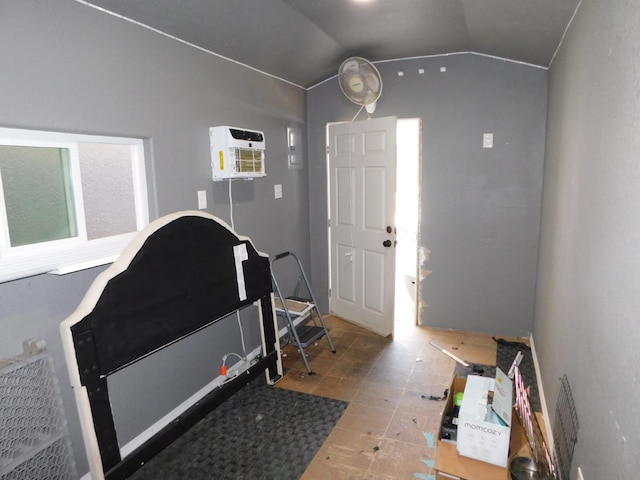 5875 E Pitt Ave, Fresno, CA 93727 - entryway with vaulted ceiling and an AC wall unit