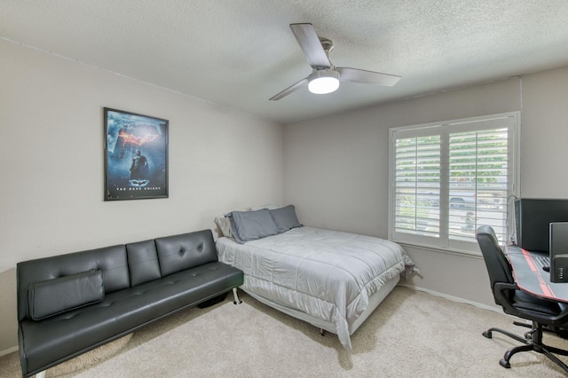 1758 Ash Ave, Clovis, CA 93611 - carpeted bedroom with a desk, a textured ceiling, a ceiling fan, and baseboards