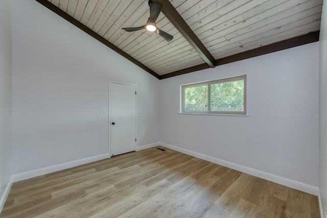 1904 S Fairway Ave, Fresno, CA 93727 - unfurnished room with baseboards, wood finished floors, a ceiling fan, and wood ceiling