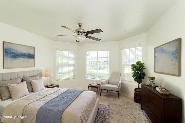461 S Cascade Way, Madera, CA 93636 - bedroom with light colored carpet and a ceiling fan