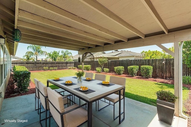 461 S Cascade Way, Madera, CA 93636 - fenced backyard with outdoor dining space and a patio