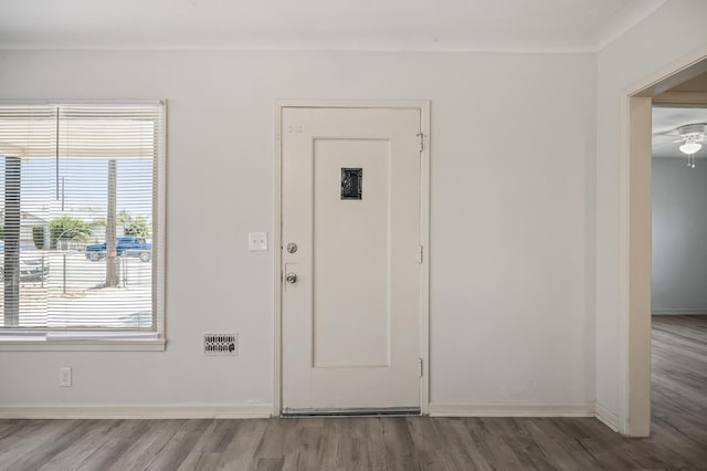 3919 E Butler, Fresno, CA 93702 - entryway featuring wood finished floors, plenty of natural light, and ceiling fan
