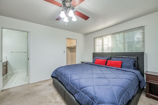 6482 N 5th St, Fresno, CA 93710 - bedroom with carpet floors, a ceiling fan, ensuite bathroom, and a spacious closet