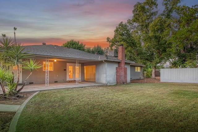 6482 N 5th St, Fresno, CA 93710 - rear view of property with a chimney, stucco siding, and roof with shingles