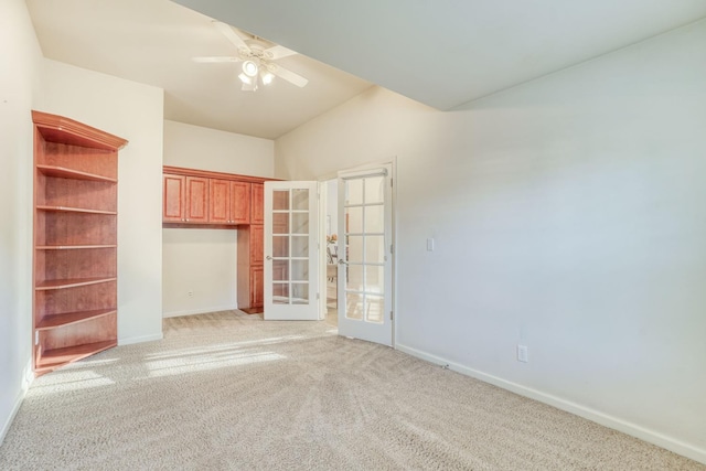 3202 Everglade Ave, Clovis, CA 93619 - unfurnished bedroom with french doors, light colored carpet, and ceiling fan