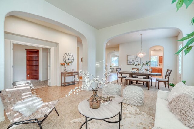 3202 Everglade Ave, Clovis, CA 93619 - living room with arched walkways and light tile patterned flooring