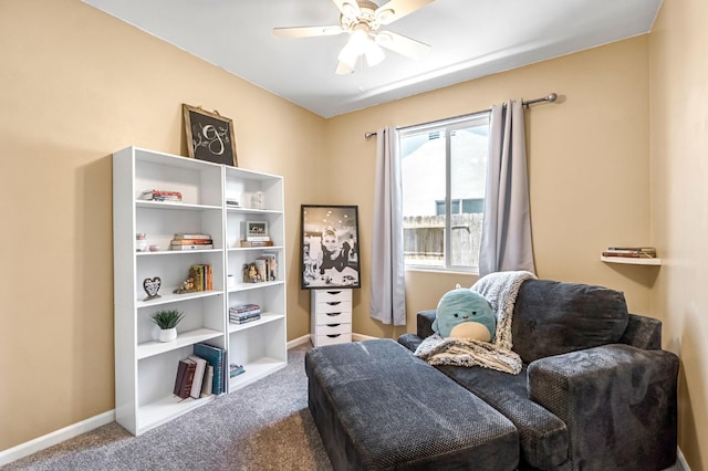 976 Daisy Ct, Dinuba, CA 93618 - living area featuring carpet and a ceiling fan