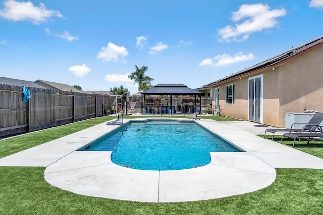 976 Daisy Ct, Dinuba, CA 93618 - view of pool featuring a gazebo, a fenced backyard, and a patio