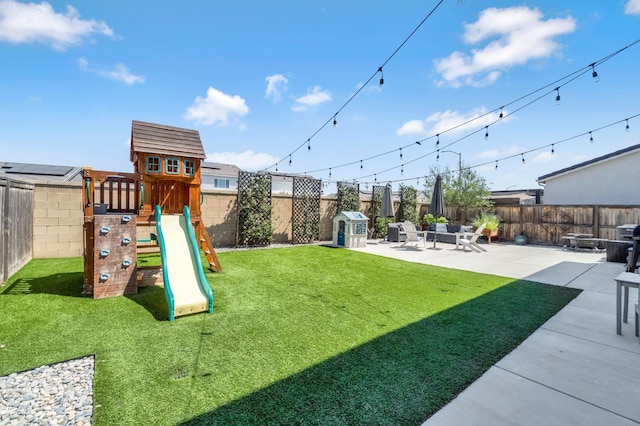 827 Vintage Ave, Clovis, CA 93619 - view of play area featuring a patio and a fenced backyard