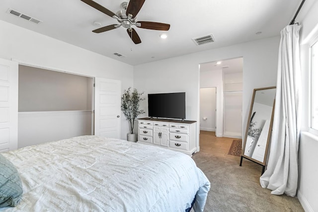 827 Vintage Ave, Clovis, CA 93619 - bedroom featuring carpet floors, ceiling fan, and recessed lighting