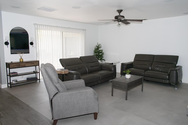 19244 W Casmalia, Rialto, CA 92377 - living room with a ceiling fan and baseboards