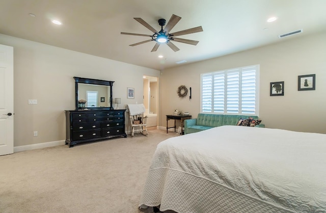 2047 Menlo Ave, Clovis, CA 93611 - bedroom featuring carpet floors, ceiling fan, and recessed lighting