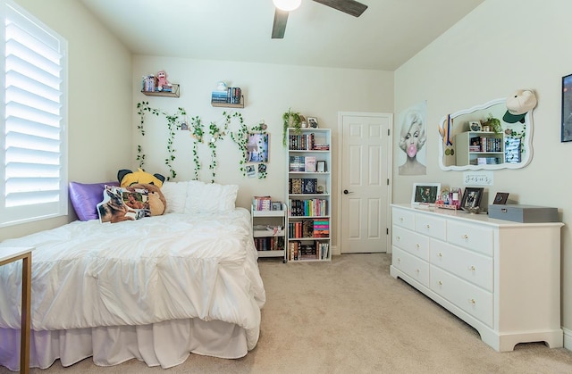 2047 Menlo Ave, Clovis, CA 93611 - bedroom featuring light carpet, multiple windows, and ceiling fan