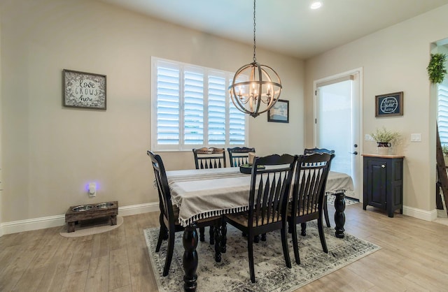 2047 Menlo Ave, Clovis, CA 93611 - dining space with a chandelier, light wood-style floors, and recessed lighting