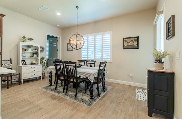2047 Menlo Ave, Clovis, CA 93611 - dining area featuring a chandelier, light wood-style flooring, and recessed lighting