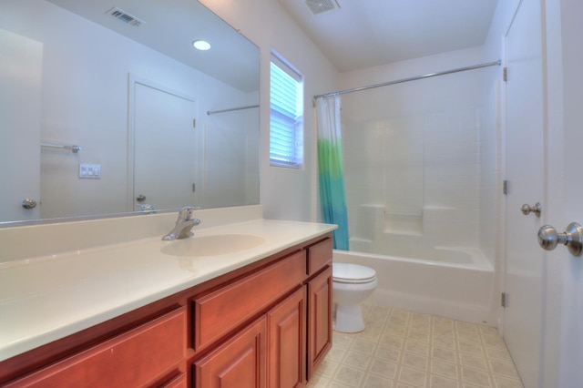 2062 Dunbar Way, Dinuba, CA 93618 - bathroom featuring vanity, shower / bathtub combination with curtain, and tile patterned floors
