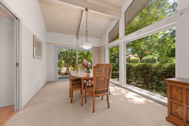 5532 N El Adobe Dr, Fresno, CA 93711 - dining area with healthy amount of natural light, wooden ceiling, and light colored carpet