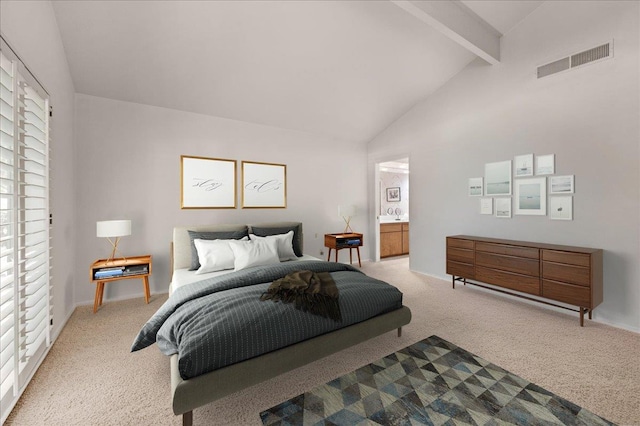 5532 N El Adobe Dr, Fresno, CA 93711 - bedroom with carpet, beamed ceiling, and high vaulted ceiling