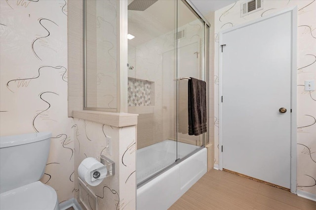 5532 N El Adobe Dr, Fresno, CA 93711 - bathroom with shower / bath combination with glass door and wood finished floors