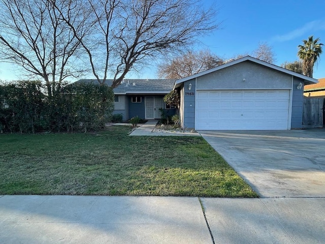 1468 Browning Ave, Clovis, CA 93611 - single story home with concrete driveway, a front lawn, an attached garage, and stucco siding