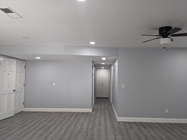 1468 Browning Ave, Clovis, CA 93611 - below grade area featuring wood finished floors, recessed lighting, and a ceiling fan