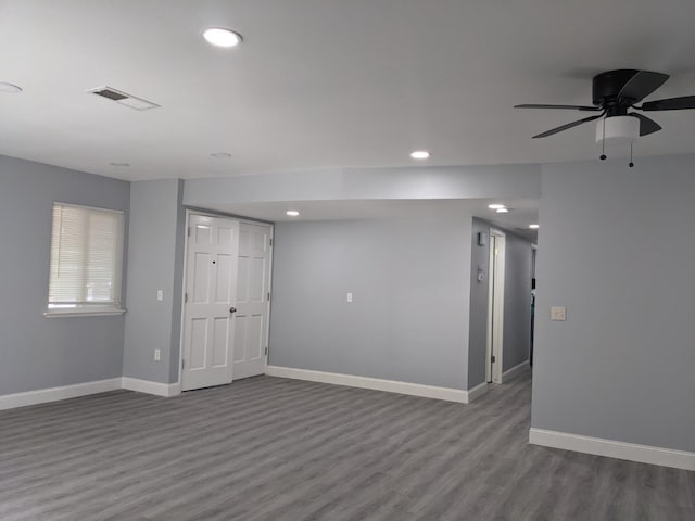 1468 Browning Ave, Clovis, CA 93611 - empty room with wood finished floors, recessed lighting, and ceiling fan