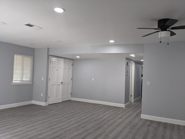 1468 Browning Ave, Clovis, CA 93611 - empty room with wood finished floors, recessed lighting, and ceiling fan