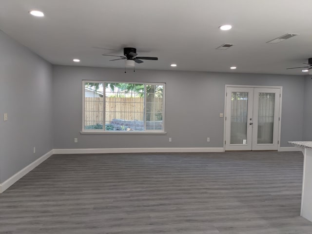1468 Browning Ave, Clovis, CA 93611 - spare room with ceiling fan, recessed lighting, wood finished floors, and french doors