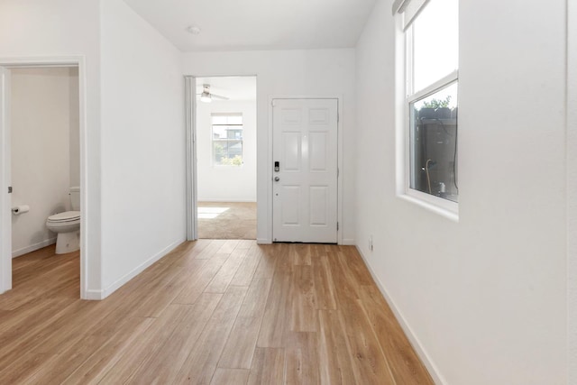 17 Medieval, Merced, CA 95341 - foyer entrance with light wood-style flooring and a ceiling fan