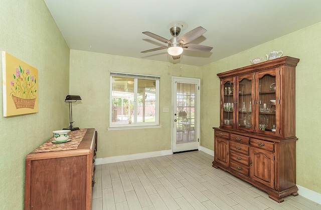5432 E Swift Ave, Fresno, CA 93727 - doorway with a ceiling fan and light wood-style floors