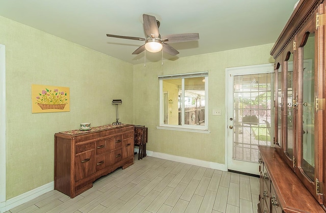 5432 E Swift Ave, Fresno, CA 93727 - entryway featuring ceiling fan and wood finish floors