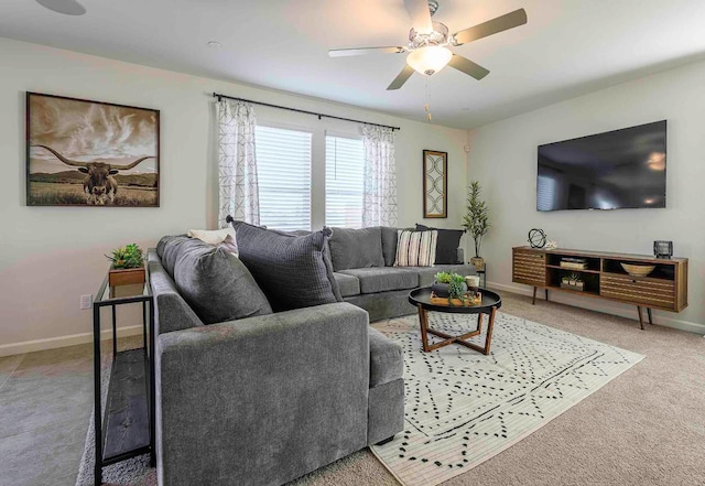 2018 Catherine Ave Unit 2043S, Sanger, CA 93657 - living area featuring light carpet and a ceiling fan