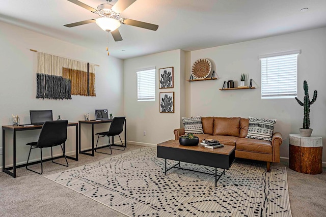 2018 Catherine Ave Unit 2043S, Sanger, CA 93657 - carpeted living area featuring ceiling fan and a desk