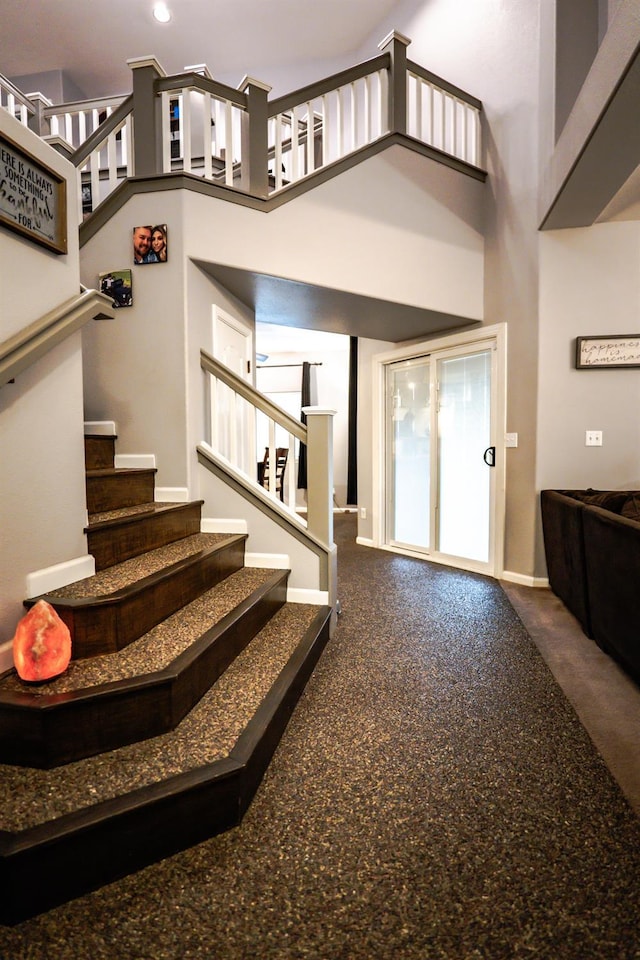 10080 N Dearing Ave, Fresno, CA 93730 - stairs with a high ceiling and carpet