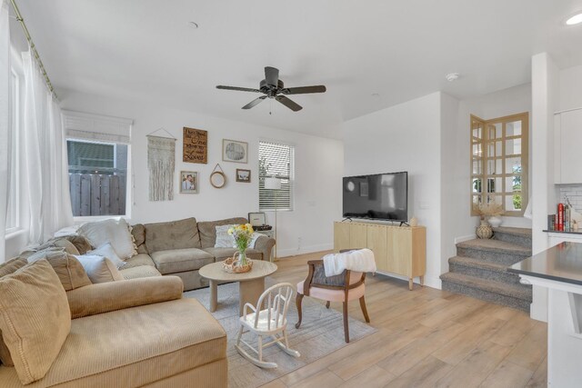 1961 Oak Ln, Clovis, CA 93611 - living room with light wood-style flooring and ceiling fan