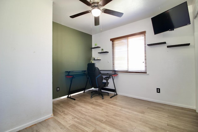 521 Williams Ave, Madera, CA 93637 - home office with wood finished floors and a ceiling fan