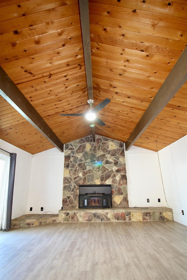 521 Williams Ave, Madera, CA 93637 - unfurnished living room with wood finished floors, wood ceiling, and ceiling fan
