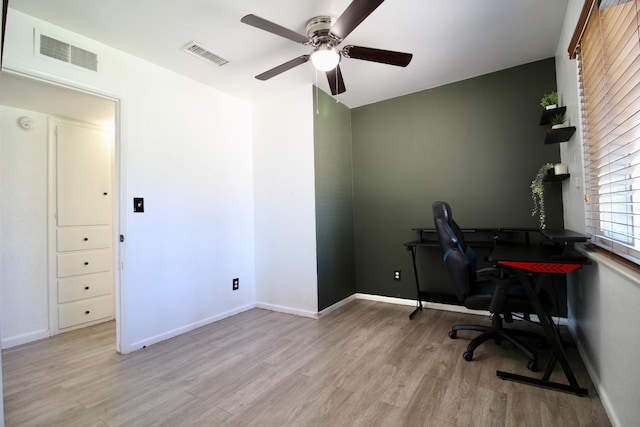 521 Williams Ave, Madera, CA 93637 - office featuring ceiling fan and light wood-style flooring
