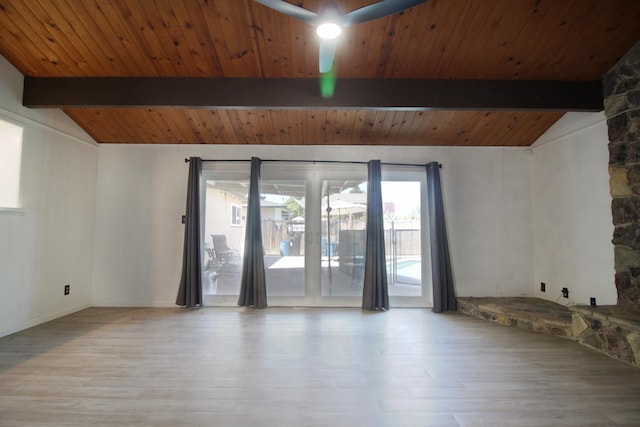 521 Williams Ave, Madera, CA 93637 - unfurnished room with wood finished floors, wood ceiling, and ceiling fan