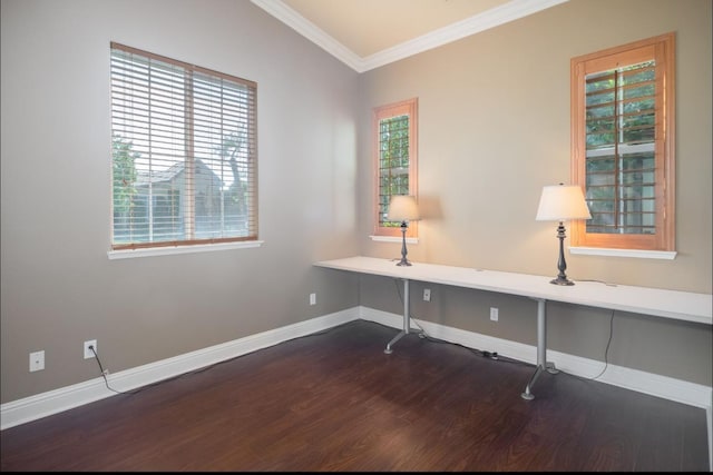 1682 N Dutch Ave, Clovis, CA 93619 - unfurnished office with dark wood-type flooring and ornamental molding
