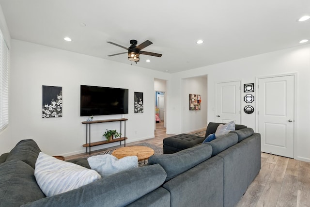 4146 Dennis Ave, Clovis, CA 93619 - living area with light wood-style flooring, recessed lighting, and a ceiling fan