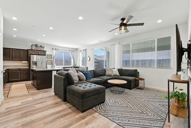 4146 Dennis Ave, Clovis, CA 93619 - living area with recessed lighting, a ceiling fan, and light wood finished floors