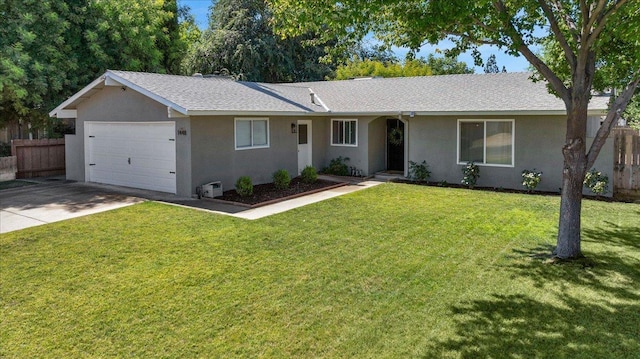 1448 Ashcroft Ave, Clovis, CA 93611 - ranch-style home with stucco siding, an attached garage, driveway, and a shingled roof