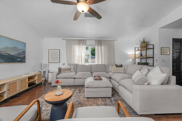 1448 Ashcroft Ave, Clovis, CA 93611 - living room with wood finished floors and ceiling fan