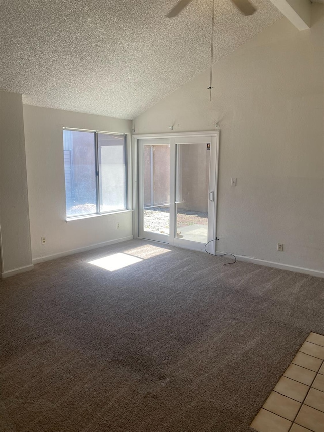 2673 N Marty Ave, Fresno, CA 93722 - carpeted spare room with a textured ceiling, vaulted ceiling, and a ceiling fan