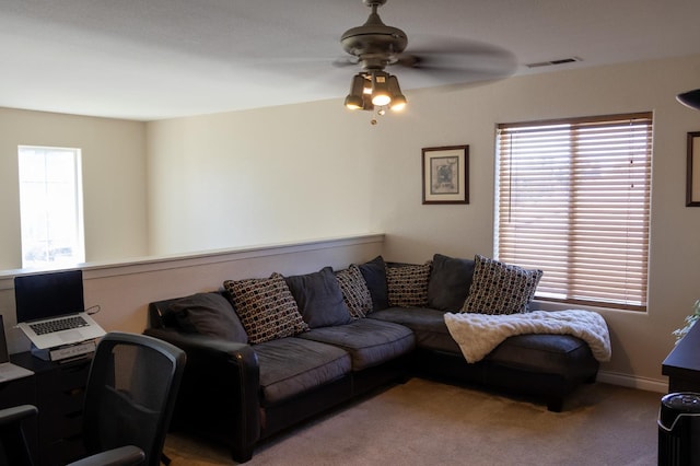 2457 Carson Ave, Clovis, CA 93611 - living room featuring plenty of natural light, a ceiling fan, and carpet