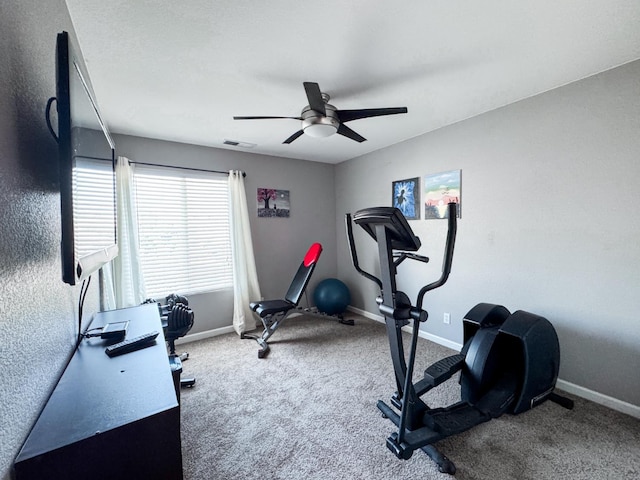 2457 Carson Ave, Clovis, CA 93611 - workout room featuring carpet floors and a ceiling fan