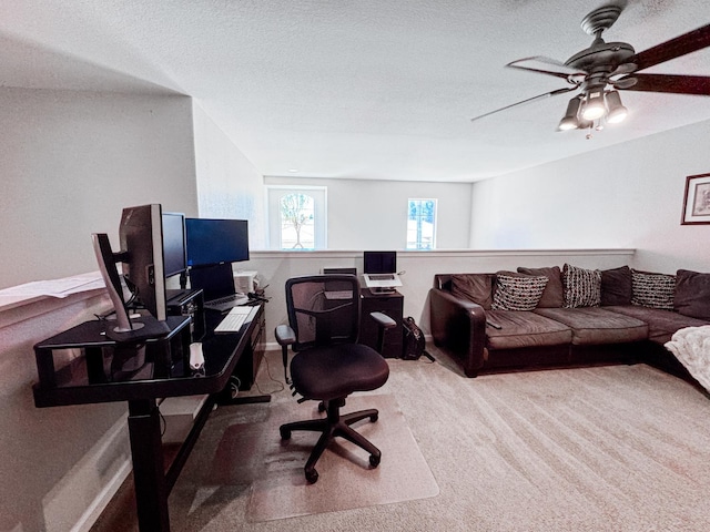 2457 Carson Ave, Clovis, CA 93611 - office area featuring a ceiling fan, carpet flooring, and a textured ceiling
